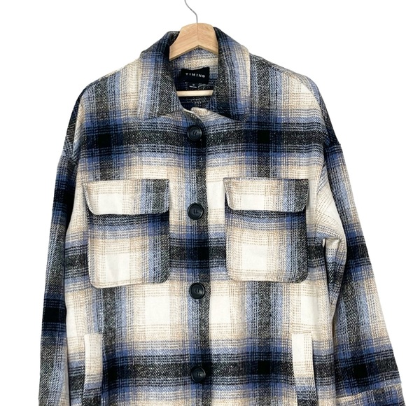 Timing Plaid Shacket Long Sleeve Button Down Top - Picture 3 of 8